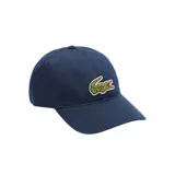 Gorra azul marino de algodón con visera curva y logo de Lacoste bordado en el frente.