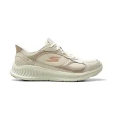Championes deportivos Skechers Slip-ins Go Walk Now Aura, color rosado y beige, con diseño sin manos y amortiguación ligera.