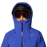 Campera técnica de esquí Columbia Titanium, color azul, con capucha ajustable, cierre frontal de doble vía, ventilación en axilas y cinturón ajustable en la cintura. Cuenta con tecnología Omni-Tech impermeable y forro térmico Omni-Heat Infinity.