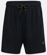 Bermuda deportiva Get Over de color azul marino, con cintura elástica ajustable mediante lazo y dos bolsillos laterales con cierre de cremallera.