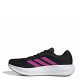 Championes de running Adidas Response Runner 2 para mujer, con diseño en color negro y detalles en fucsia. Presentan una capellada de malla transpirable, las icónicas tres tiras laterales en contraste y una entresuela blanca amortiguada.