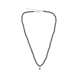 Collar de plata 925 con piedras de espinela negra y dije de labradorita en forma de gota.