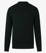 Suéter masculino de cuello redondo y manga larga, confeccionado en tejido de malla con textura de cuadros grid. Presenta un diseño minimalista y versátil, ideal para diversas ocasiones.