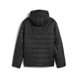 Campera acolchada Puma con capucha, color negro, con cierre frontal y logo de la marca estampado en el pecho.