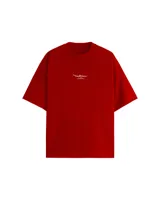 Remera negra con efecto lavado, corte holgado y estampado de graffiti en la espalda.