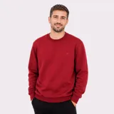 Buzo deportivo de cuello redondo, manga larga con puños elásticos y ruedo acanalado. Presenta un pequeño logo bordado en el pecho.