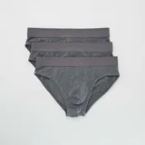 Pack de 3 slips de algodón color gris con cintura elástica.