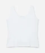 Musculosa de poliamida blanca, de corte ajustado, con escote en U y tirantes anchos.