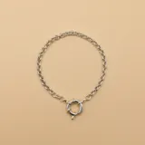 Pulsera de plata 925 con eslabones tipo rolo y cierre marinero.