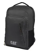Mochila gris oscuro de poliéster ripstop, con compartimento principal amplio, bolsillo frontal con cremallera y panel organizador, bolsillos laterales de malla y detalles reflectantes con el logotipo de la marca.