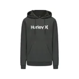 Canguro Hurley de color negro, con capucha ajustable mediante cordones, bolsillo frontal tipo canguro y logo de la marca estampado en blanco en el pecho.