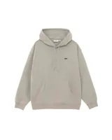 Canguro color arena con capucha, cordones ajustables, bolsillo tipo canguro y logo Obey bordado en el pecho.