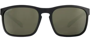 Lentes de sol Serengeti modelo Carson con armazón de acetato en color negro mate y cristales polarizados en tono verde oscuro.