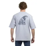 Remera de algodón color negro, de corte holgado, con cuello redondo y logo de la marca estampado en el pecho.