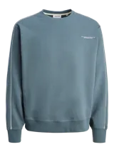 Buzo de cuello redondo y manga larga con ajuste holgado. Presenta una línea vertical blanca a lo largo de cada manga y un pequeño texto bordado en el pecho. Confeccionado en tejido interlock con interior suave.