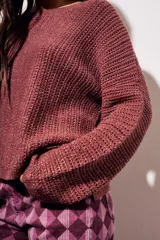 Sweater celeste de tejido de punto calado con lurex, de corte holgado y mangas largas.