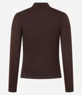 Campera deportiva Get Over de corte ajustado, color marrón, confeccionada en poliamida y elastano con textura acanalada, cuello alto y cierre frontal por cremallera.