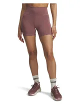 Short de ciclismo de tiro alto color malva, de la línea Project Rock de Under Armour, con cintura ancha y plana y bolsillos laterales.