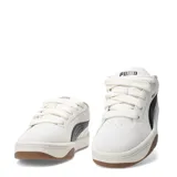 Championes urbanos Puma modelo Park Lifestyle Easy Sd, color beige con franja lateral negra, confeccionados en gamuza con suela de goma color caramelo.