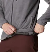Campera polar Columbia modelo Fast Trek II, color gris, con cierre frontal completo, cuello alto, bolsillo en el pecho con cierre y bolsillos laterales con cierre.