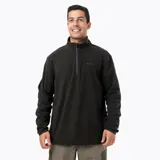 Buzo polar de media cremallera Merrell, confeccionado en microfleece de poliéster reciclado. Presenta cuello alto, mangas largas con puños elásticos y logo de la marca bordado en el pecho.