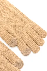 Guantes de punto color gris con diseño trenzado y detalles en las yemas de los dedos.