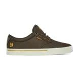 Championes Etnies Jameson 2 Eco color marrón con detalles en amarillo, de corte bajo y suela blanca.