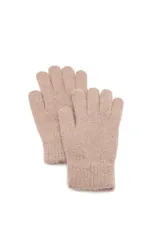 Guantes de punto tejido en color beige, con diseño clásico y puño elástico acanalado.