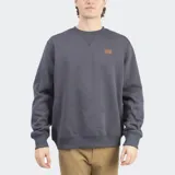 Buzo de cuello redondo color gris oscuro, con cuello en V, paneles laterales, puños y dobladillo acanalados, e insignia de cuero de O'Neill en el pecho.