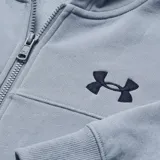 Campera deportiva con capucha Under Armour modelo Rival Light Weight, de color negro, cierre frontal completo y bolsillos laterales. Cuenta con el logo de la marca bordado sutilmente en el pecho.