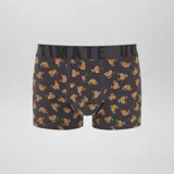 Pack de tres bóxers de hombre con cintura elástica con la inscripción "Ultimate". Un bóxer es gris liso, otro es verde con estampado de aguacates y el tercero es negro con estampado de hamburguesas.
