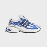 Championes Adidas Adistar XLG 2.0 inspirados en el estilo de running de los años 2000. Combinan base de malla blanca con estructura moldeada de RPU en color azul, detalles negros en las icónicas tiras laterales y toques plateados. Cuentan con amortiguación Adiprene en el talón.