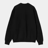 Buzo negro de algodón con cuello redondo y logo estampado en el pecho.