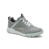 Championes Caterpillar modelo Hex Ready Low Mesh, color gris, confeccionados en combinación de gamuza y tela. Presentan cierre con cordones, suela intermedia de EVA y suela de goma con diseño de tracción.