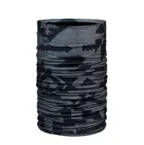 Cuello multifuncional Buff con diseño estampado en tonos grises y negros. Accesorio versátil de tejido elástico, ideal para actividades al aire libre y protección contra el frío.