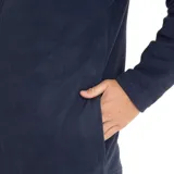 Campera polar de microfibra negra con cierre frontal y logo de Caterpillar bordado en el pecho.