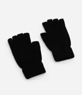 Par de guantes negros de punto sin dedos.