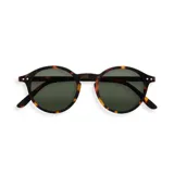 Lentes de sol redondos con montura carey y cristales verdes.