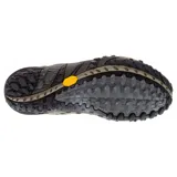 Zapato de senderismo Merrell Intercept color verde oliva con detalles en negro. Capellada de cuero flor, lengüeta con fuelle, puntera resistente a la abrasión, forro de malla transpirable, plantilla anatómica Ortholite, entresuela de espuma EVA moldeada por compresión, cámara de aire Merrell Air Cushion en el talón y suela Vibram.