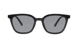 Lentes de sol unisex, marca Huesca, modelo Felicia, con montura cuadrada de acetato color negro y lentes grises.