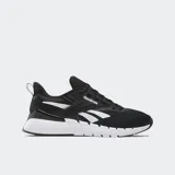 Championes de entrenamiento Reebok para hombre, color negro con detalles en blanco. Presentan una parte superior de malla ligera, entresuela de EVA y suela mixta de EVA y caucho. Tienen un diseño versátil apto para correr y entrenamientos de fuerza.