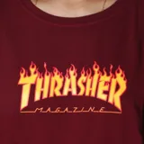 Remera color borgoña con logo Thrasher Flame estampado en el pecho.