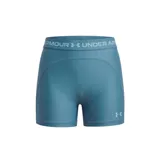 Short de entrenamiento Under Armour Heatgear Shorty, color azul, de tiro medio con cintura elástica ancha con el nombre y logo de la marca en contraste. Diseño ajustado tipo calza cortita.