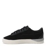 Championes urbanos Puma Jada Classic, color negro con detalles en animal print en el lateral. Presentan una silueta inspirada en el tenis con suela de goma blanca y logo Puma en dorado.