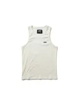 Musculosa de tejido acanalado en color blanco, con cuello redondo y logo pequeño bordado en color verde en el pecho.