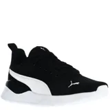 Championes deportivos Puma modelo Anzarun Lite, color negro con detalles en blanco. Presentan un diseño de malla transpirable, cierre con cordones y suela de espuma EVA para mayor amortiguación.