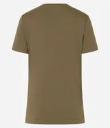 Blusa básica de viscosa y elastano de la marca Cortelle, color mostaza, con escote redondo y mangas cortas.