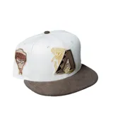 Gorra de visera plana New Era modelo 59Fifty, con corona en color beige y visera de pana en color marrón. Presenta un bordado frontal del logo del equipo de béisbol Arizona Diamondbacks con detalles en dorado y marrón.