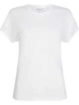 Remera blanca de lino con cuello redondo y mangas cortas.