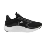 Championes Puma Softride Mayve 2, color negro con suela blanca y detalles plateados. Modelo de running con capellada de tejido knit transpirable y entresuela alta acolchada.